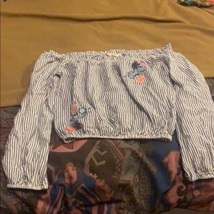 Off the shoulders striped shirt